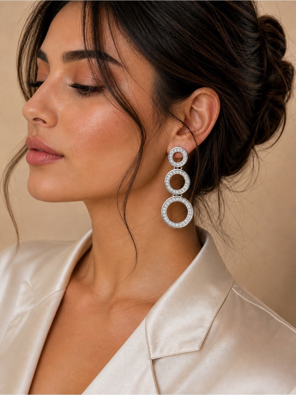 luxury Silver Crystal  Earrings